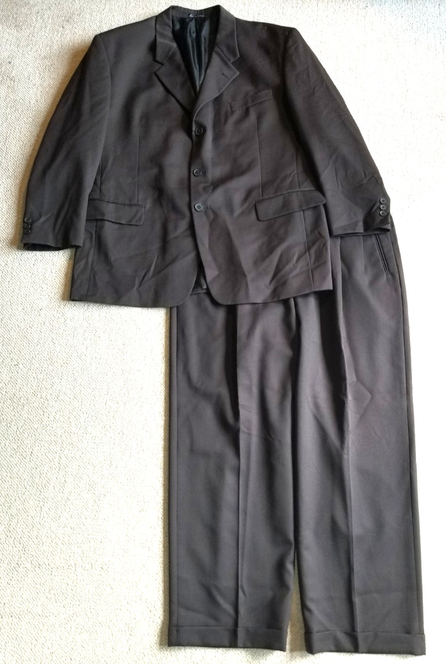 Mens Suit-GIORGIO ROMAZZIN-brown 100% wool pleated 3-button-46R/40X29